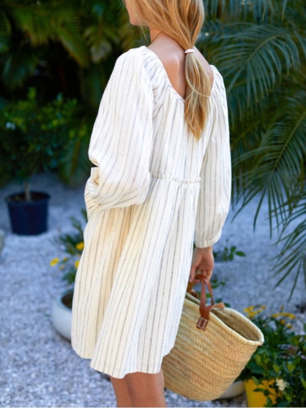 Emerson Fry Jasmine Button Dress Ivory Stripe Organic sz Small - Picture 4 of 12